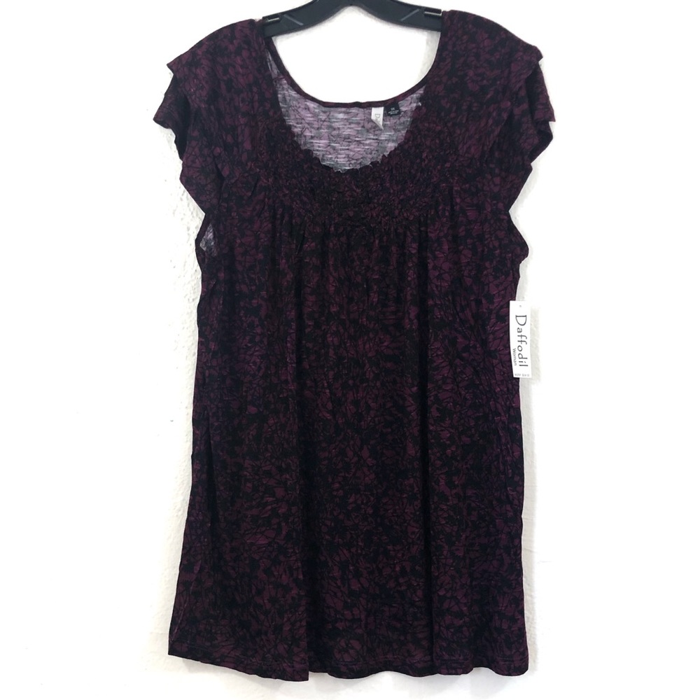 Daffodil Women’s Purple & Black Size 1X Shirt NWT